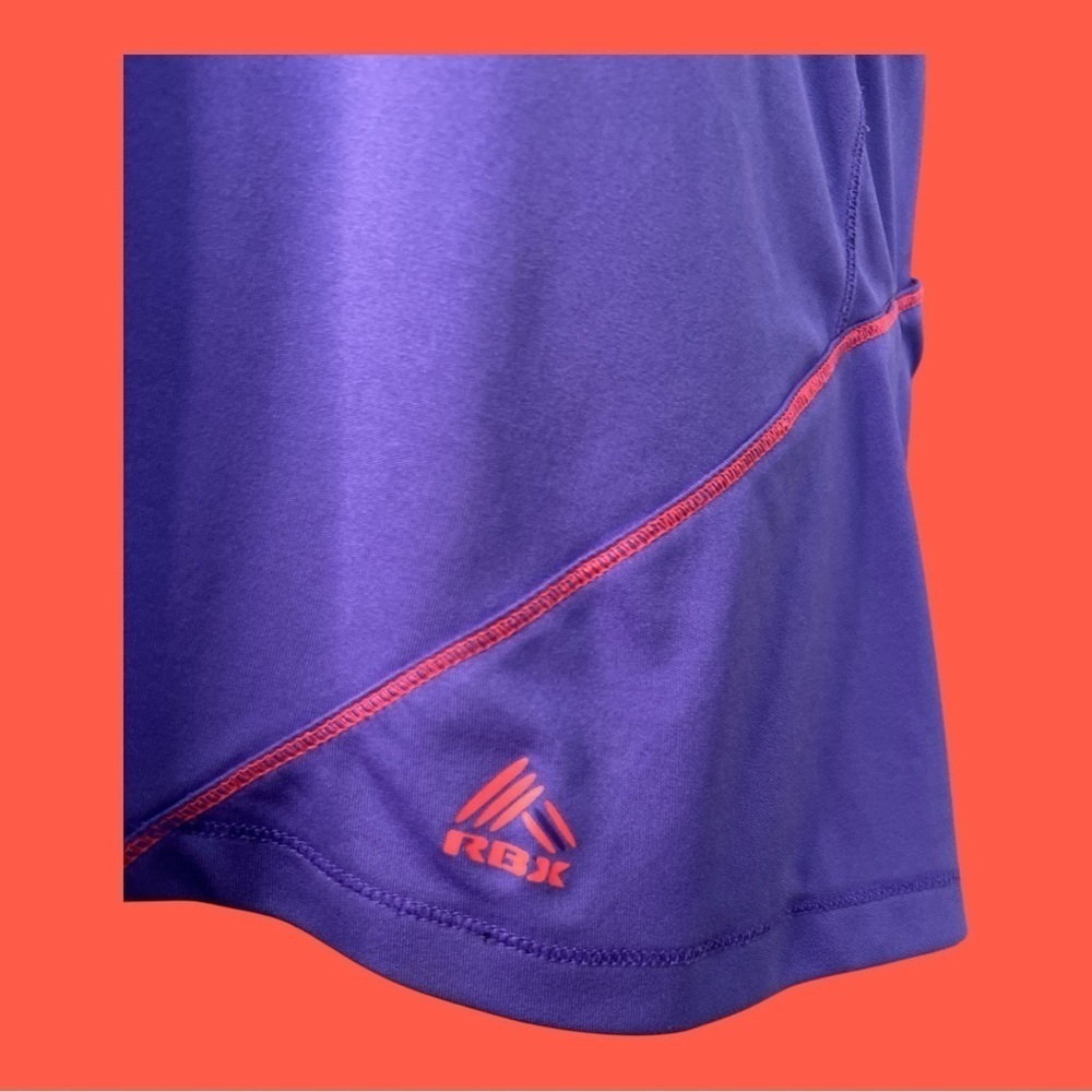 Reebok Performance T Back Tank Purple with Neon Orange Trim Flared Hem Size L - Picture 4 of 6